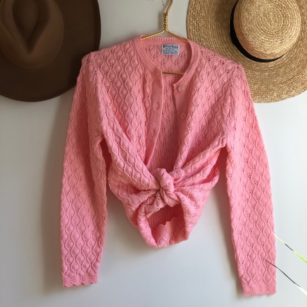 True Vintage pink cardigan sweater jumper - Picture 4 of 10